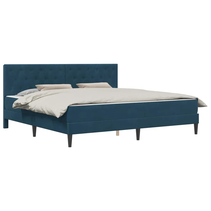 Cadre de lit avec matelas Bleu 180 x 200 cm Velours - 2