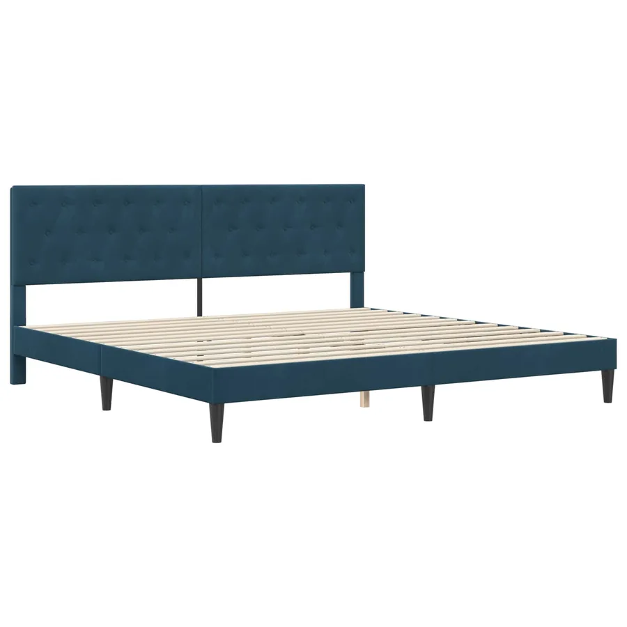 Cadre de lit avec matelas Bleu 180 x 200 cm Velours - 4