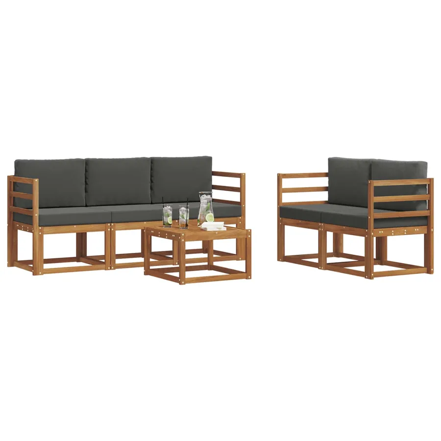 Ensemble de canapés d'extérieur 6 pcs Naturel et Anthracite - 3