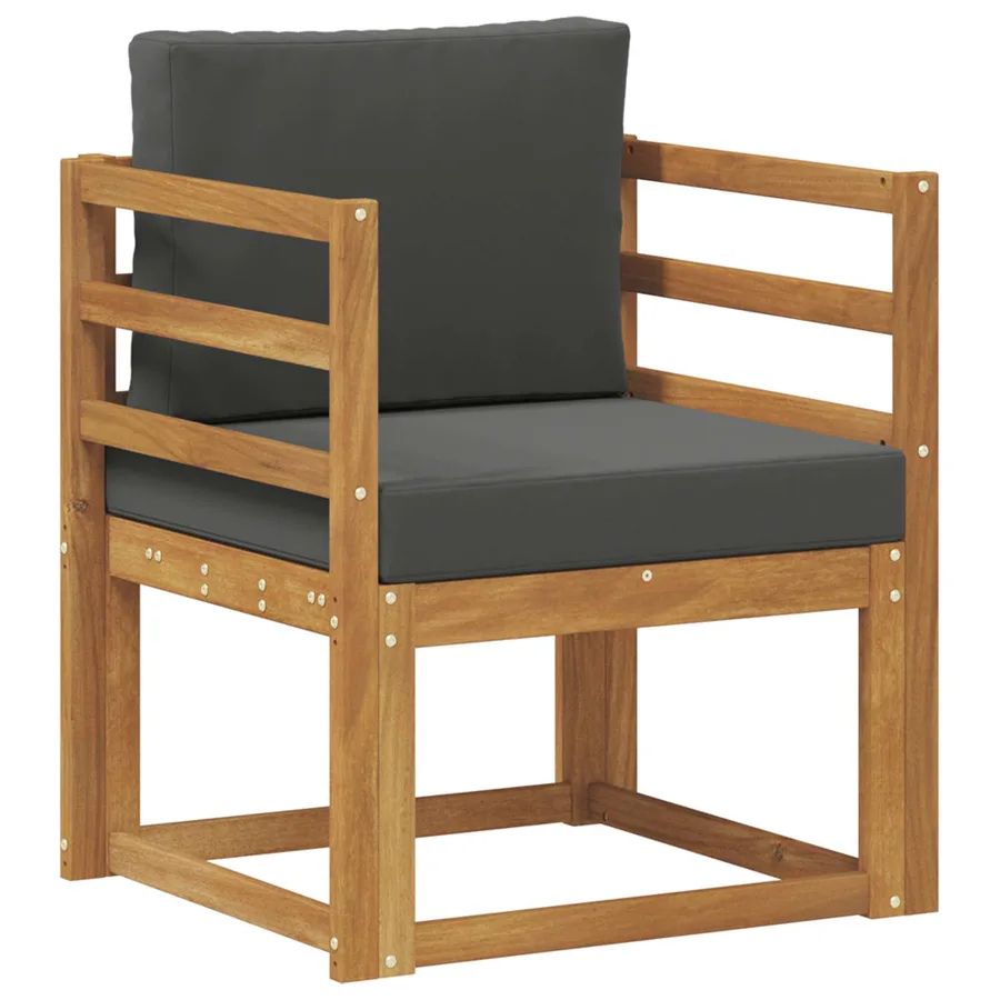 Canapé d’extérieur Bois d'acacia massif et polyester Naturel - 2