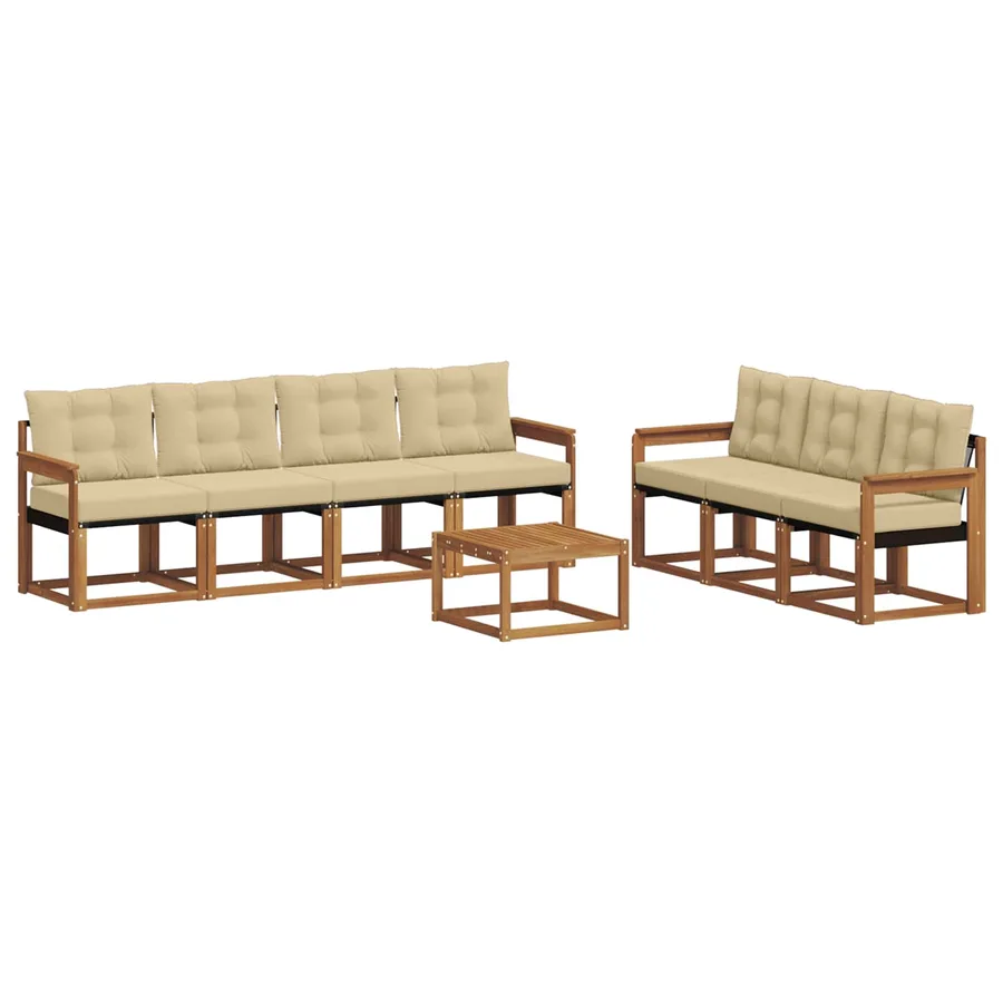 Ensemble de canapés d'extérieur 8 pcs Naturel et Beige - 2