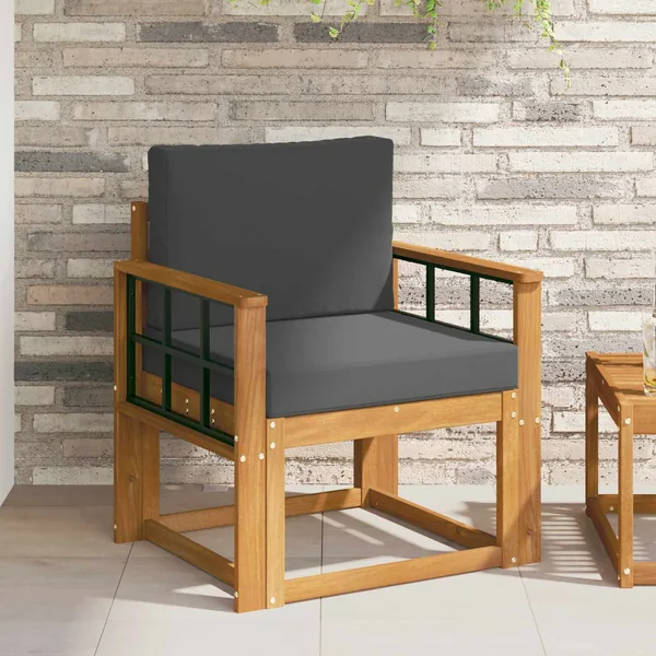 Canapé d’extérieur Bois d'acacia massif et polyester Naturel