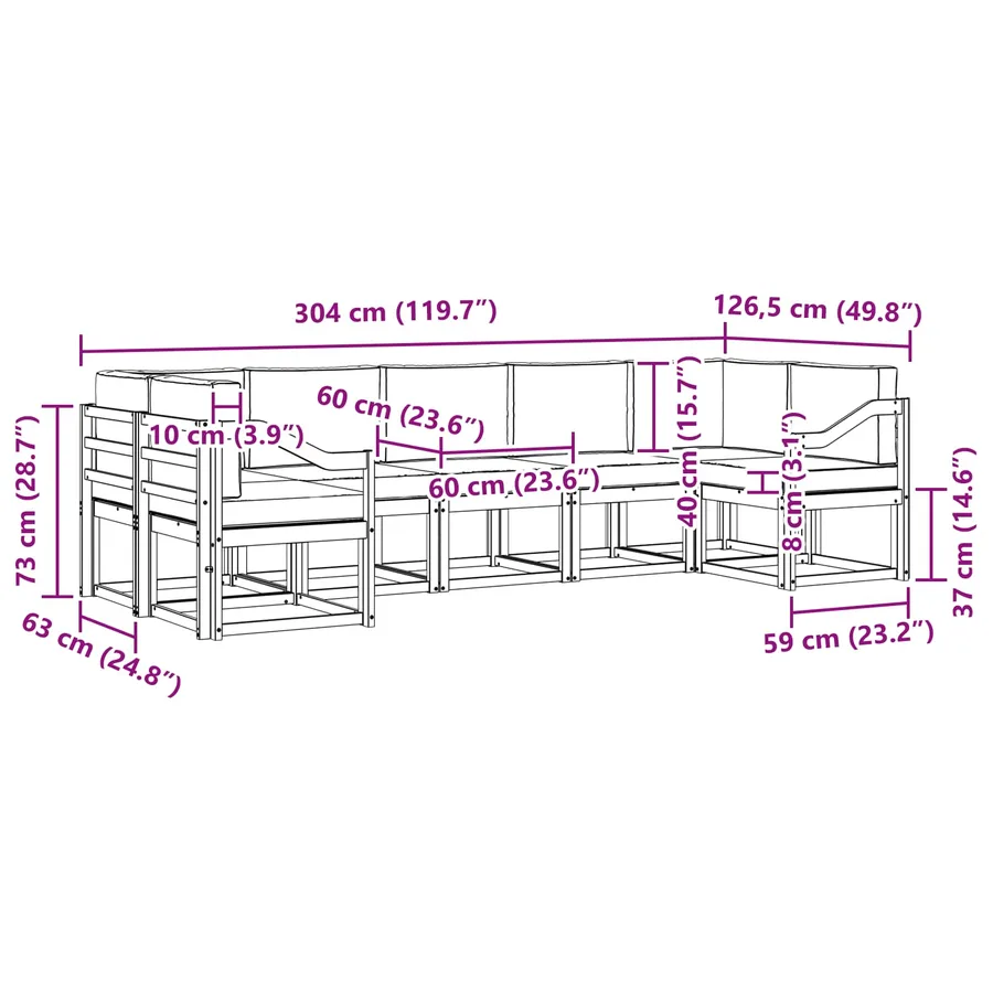 Ensemble de canapés d'extérieur 7 pc Naturel et Anthracite - 9