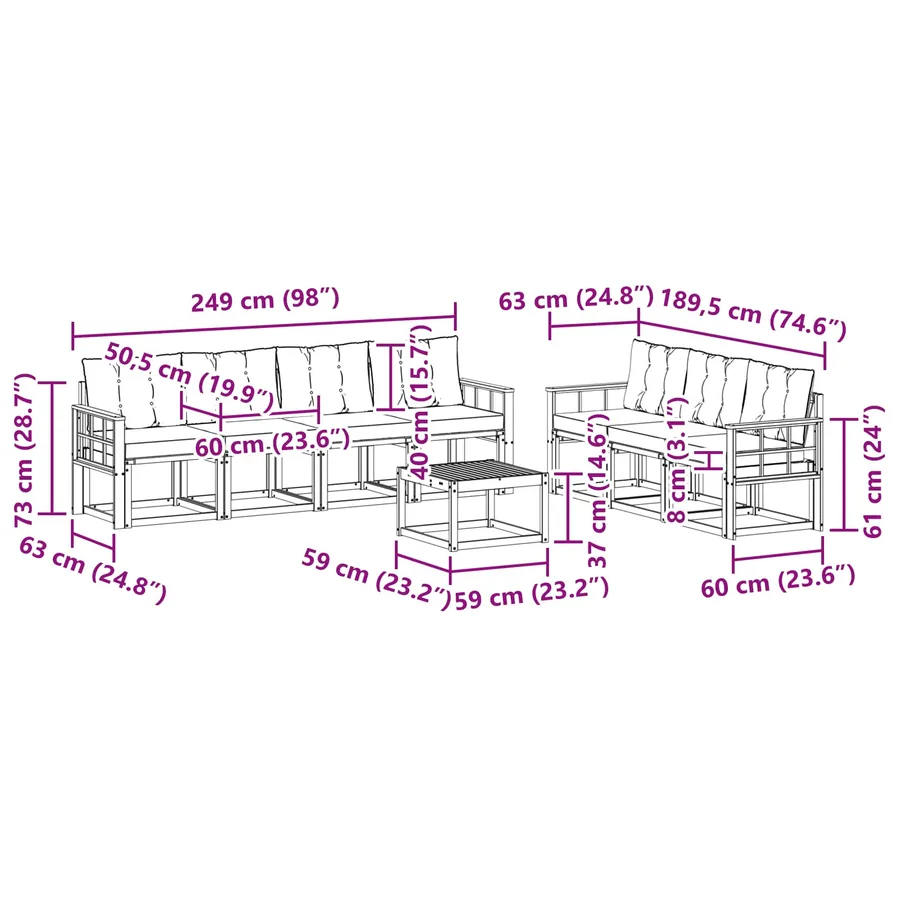 Ensemble de canapés d'extérieur 8 pcs Naturel et Beige - 9