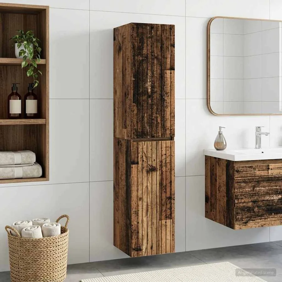 Cabinet de Salle de Bain Mural Bois ancien 33 x 34,5 x 160 cm