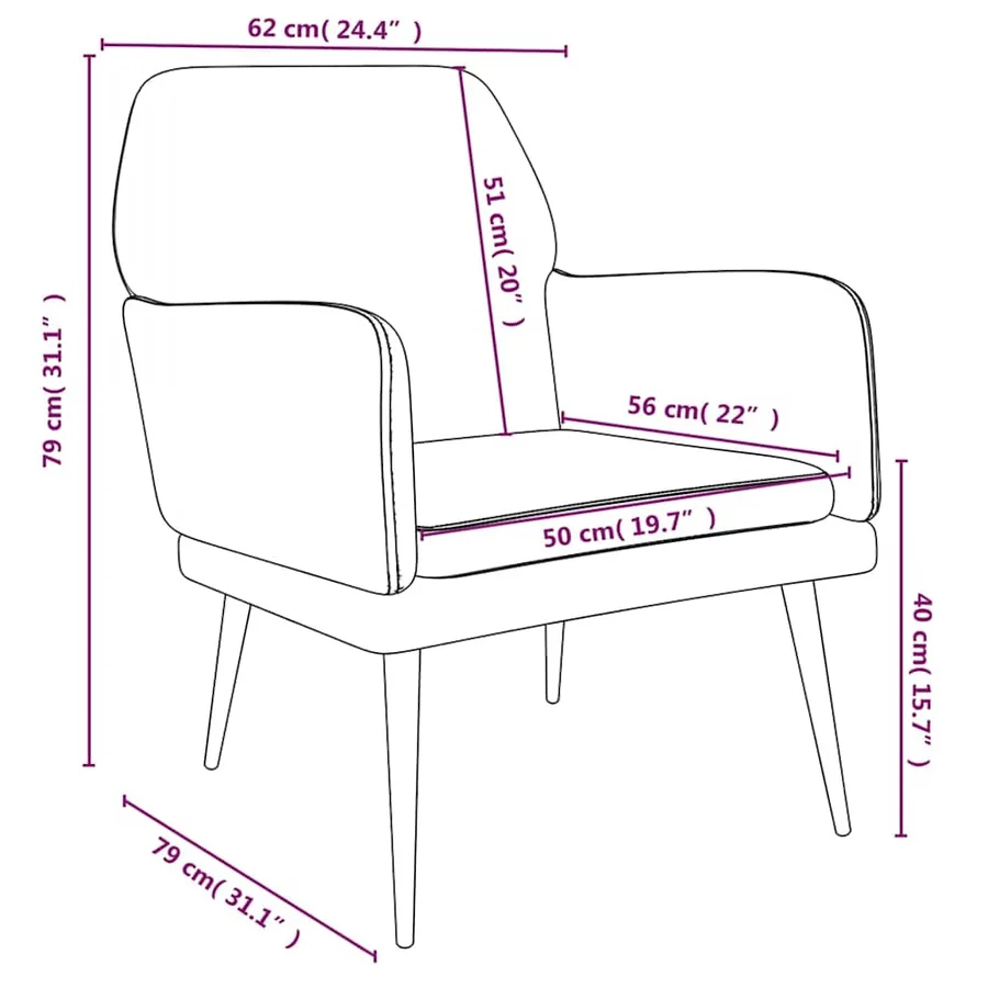 Fauteuil Jaune 62x79x79 cm Velours - 8
