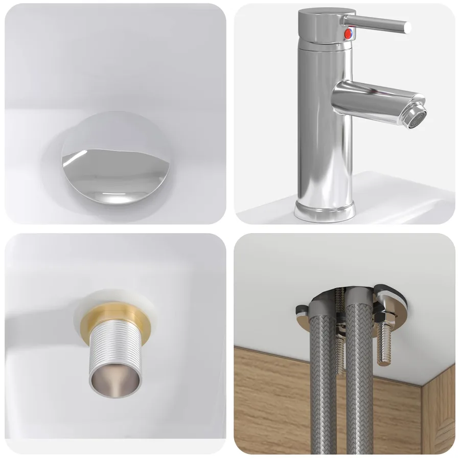Vanité de lavabo mural Chêne artisanal 49,5 x 41 x 63 cm - 7
