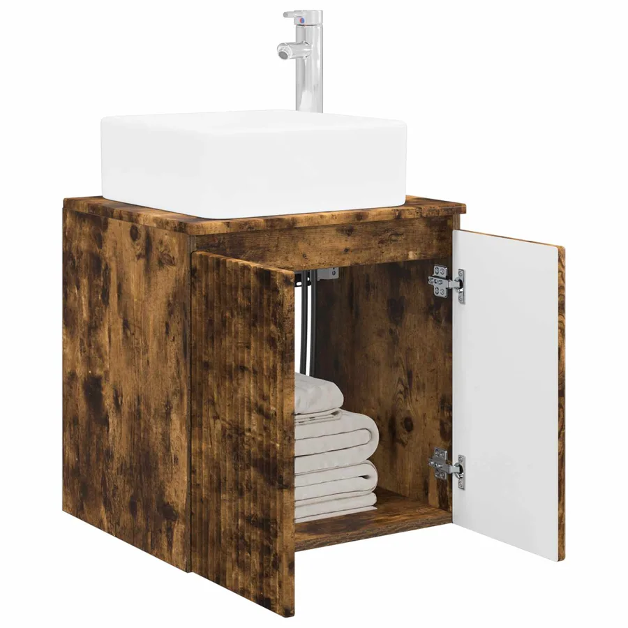 Vanité de lavabo mural Chêne fumé 49,5 x 41 x 63 cm - 3