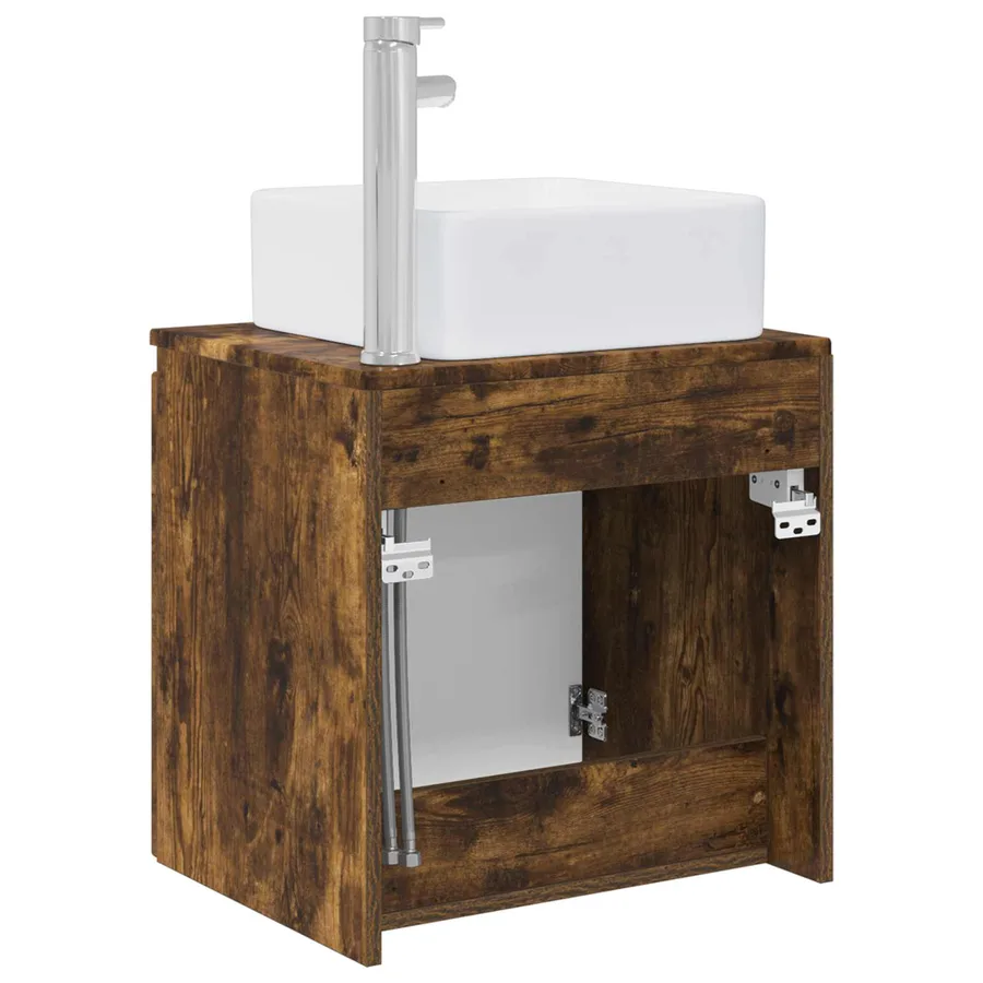 Vanité de lavabo mural Chêne fumé 49,5 x 41 x 63 cm - 5