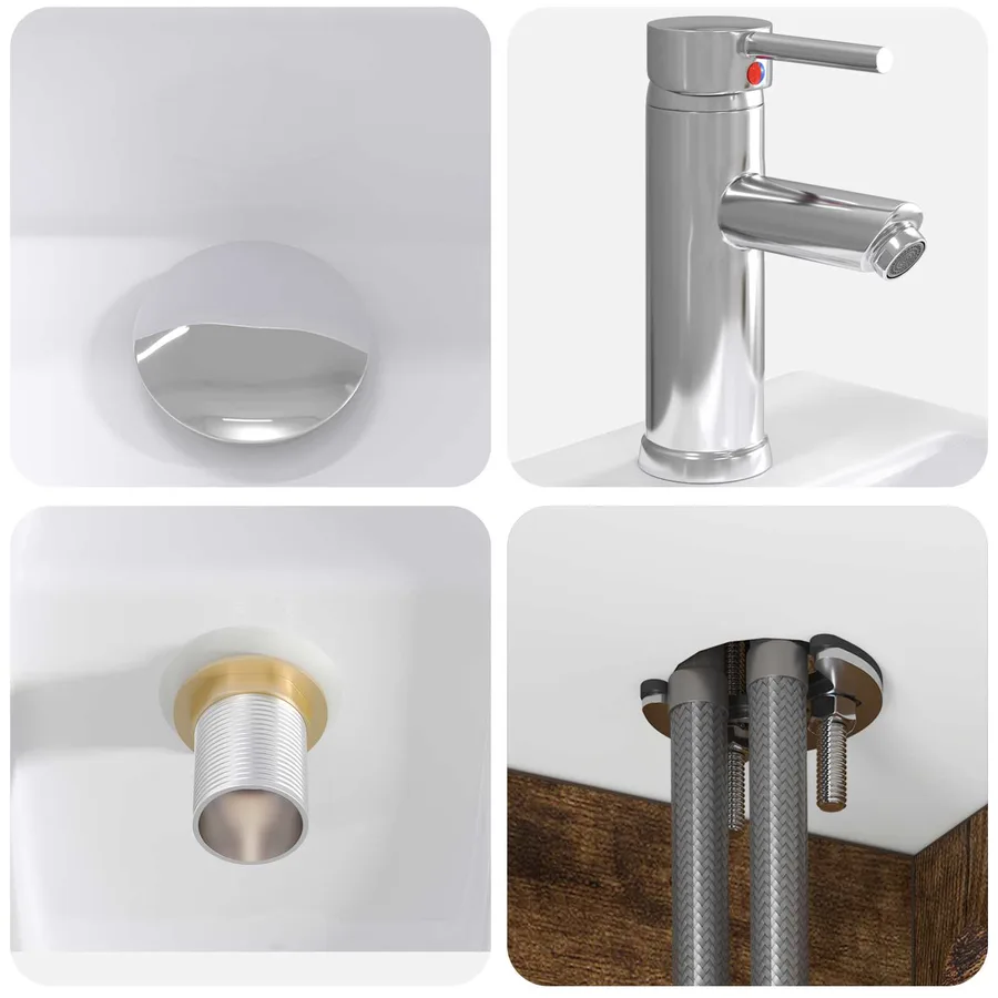 Vanité de lavabo mural Chêne fumé 49,5 x 41 x 63 cm - 7