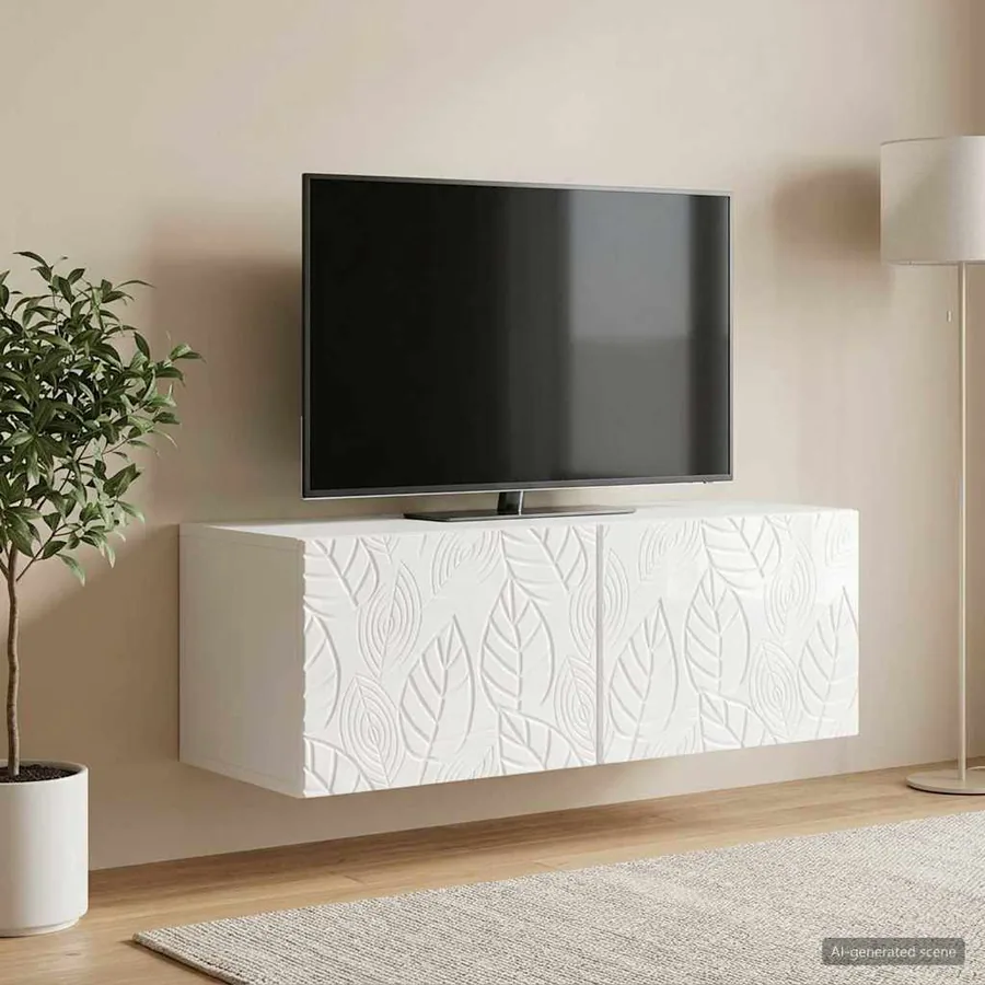 Meuble TV mural 78,5 x 31 cm Blanc brillant Bois d'ingénierie