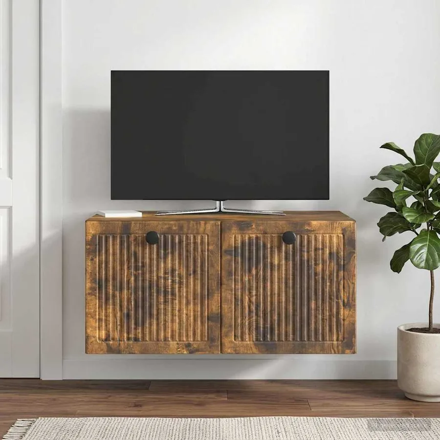 Meuble TV mural Chêne fumé 59,5 x 41 x 30 cm Bois d'ingénierie - 4
