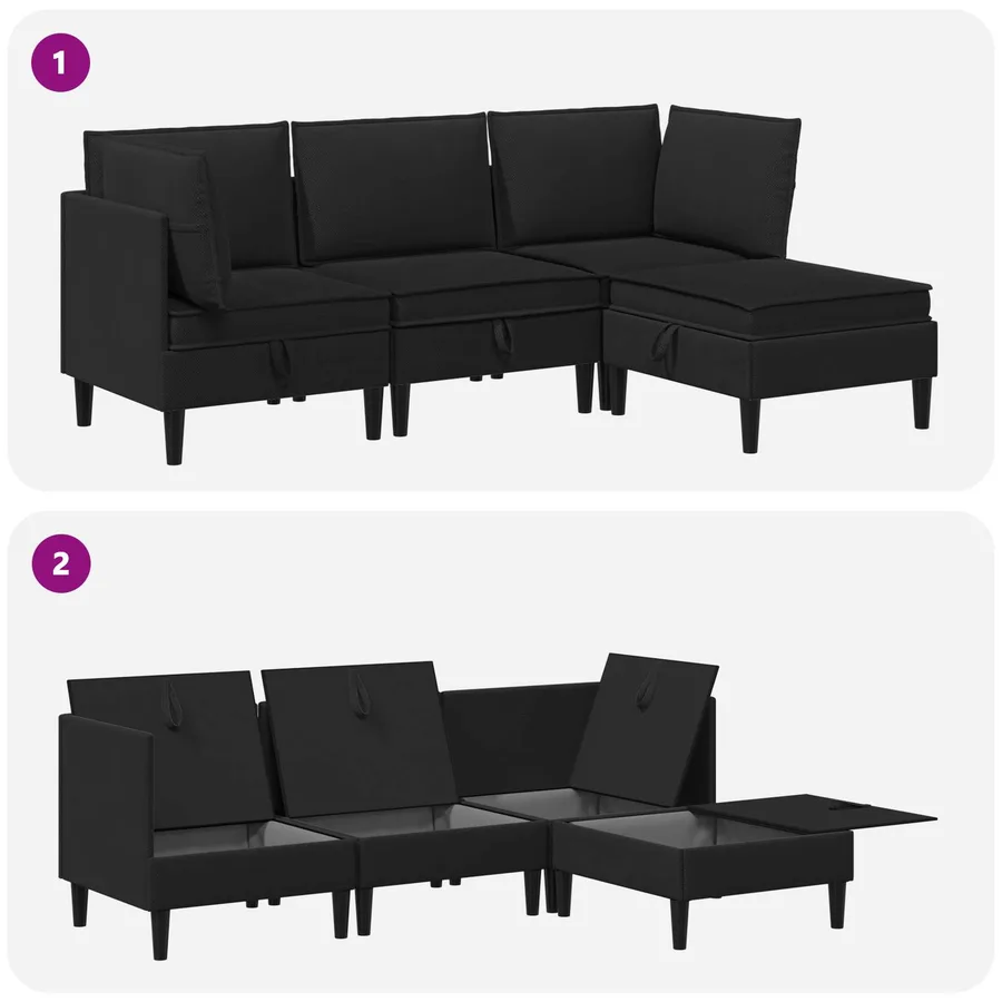 Ensemble de meubles pour le salon 4 pcs Noir Tissu - 8