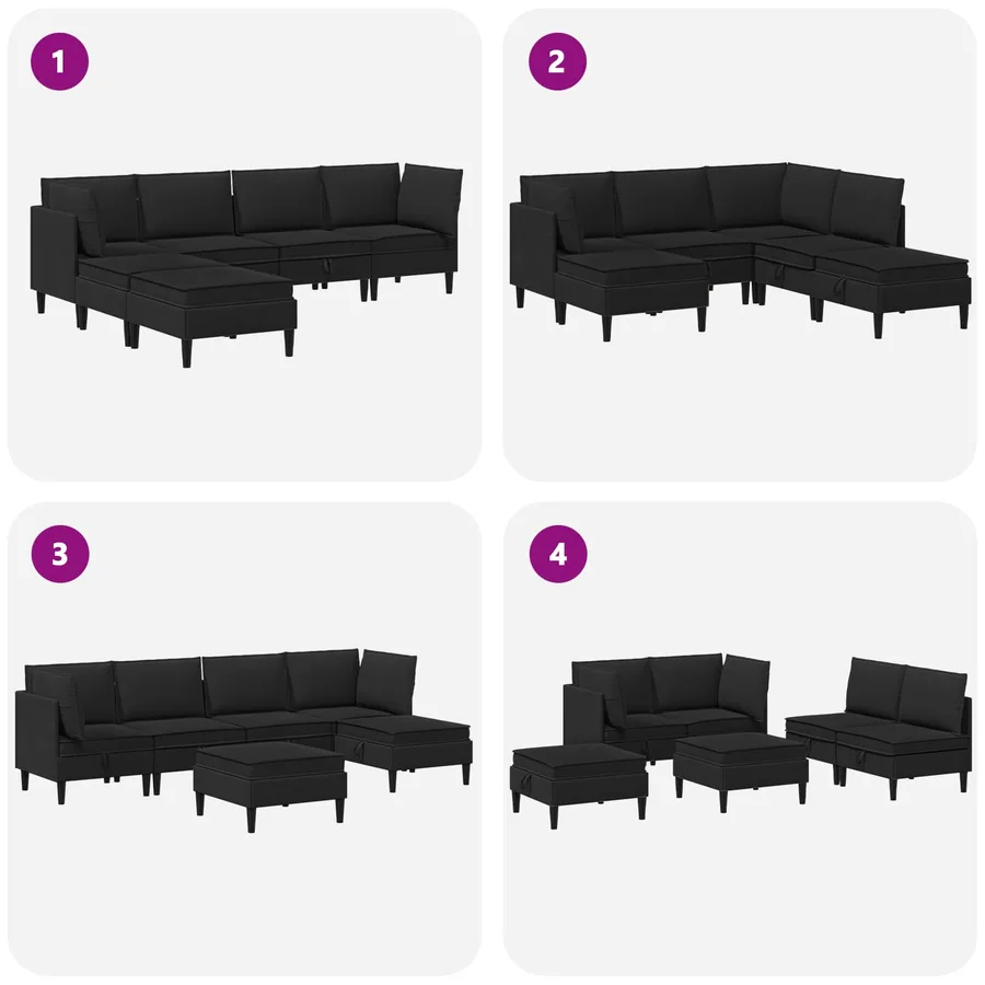 Ensemble de meubles pour le salon 6 pcs Noir Tissu - 9