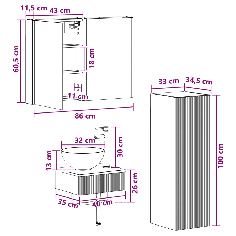 Ensemble d'armoire de salle de bain 4 pcs Chêne fumé - 13