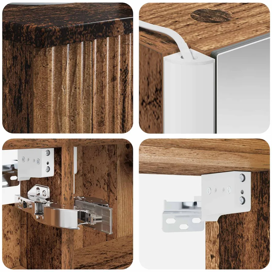 Ensemble de mobilier de salle de bain 5 pcs Bois ancien - 10