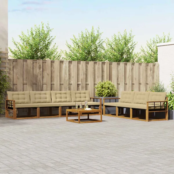 Ensemble de canapés d'extérieur 8 pcs Naturel et Beige