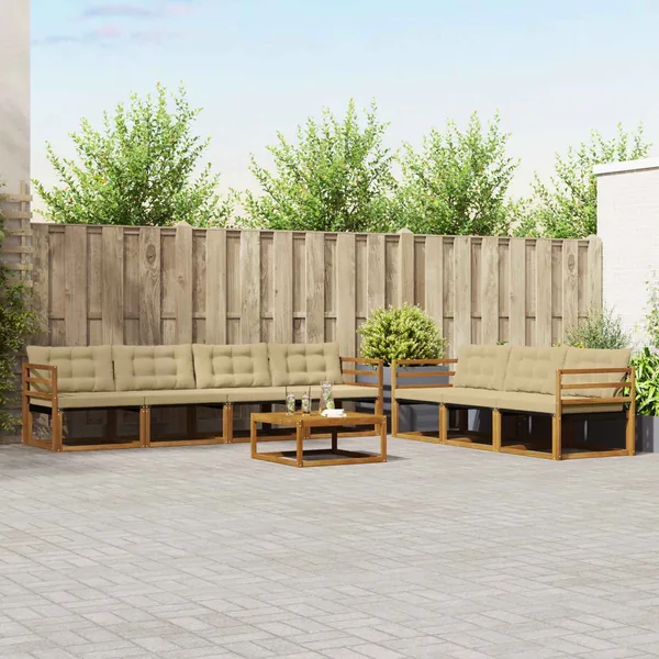 Ensemble de canapés d'extérieur 8 pcs Naturel et Beige