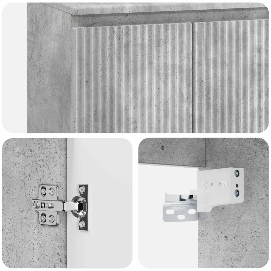 Vanité de lavabo mural Gris béton 49,5 x 41 x 63 cm - 6