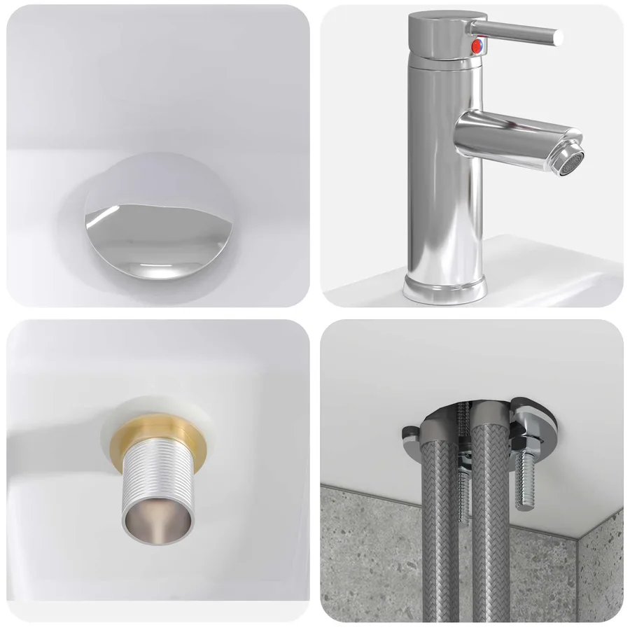 Vanité de lavabo mural Gris béton 49,5 x 41 x 63 cm - 7