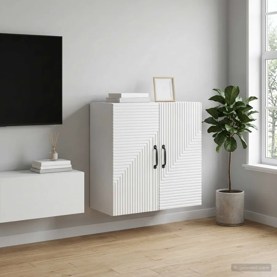 Armoire Murale Blanc brillant 59 x 31 x 60 cm Bois d'ingénierie