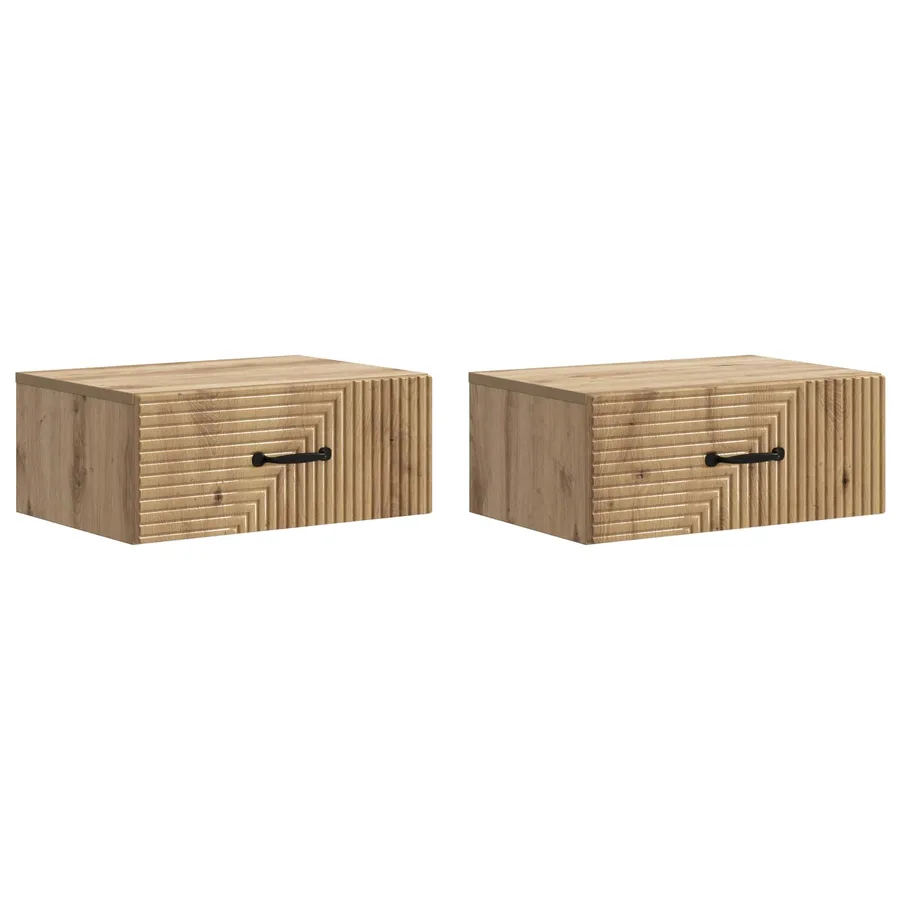 Cabinet de chevet mural 2 pc Chêne artisanal 49 x 34,5 x 20 cm - 2