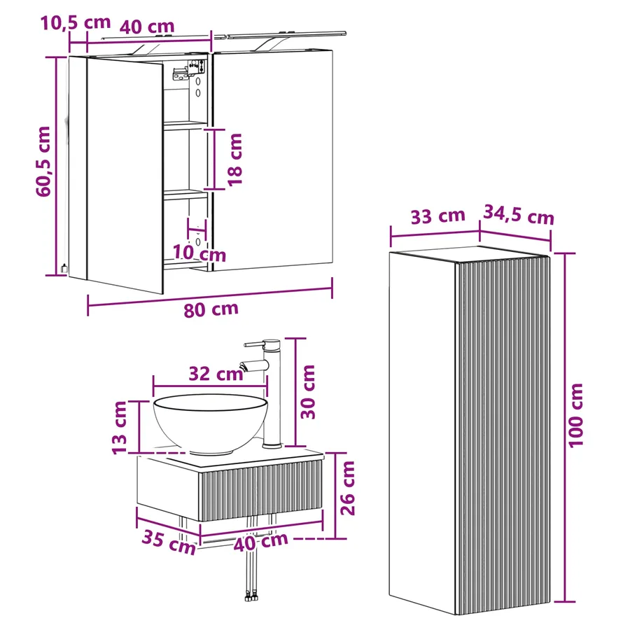 Ensemble d'armoire de salle de bain 4 pc Chêne artisanal - 13