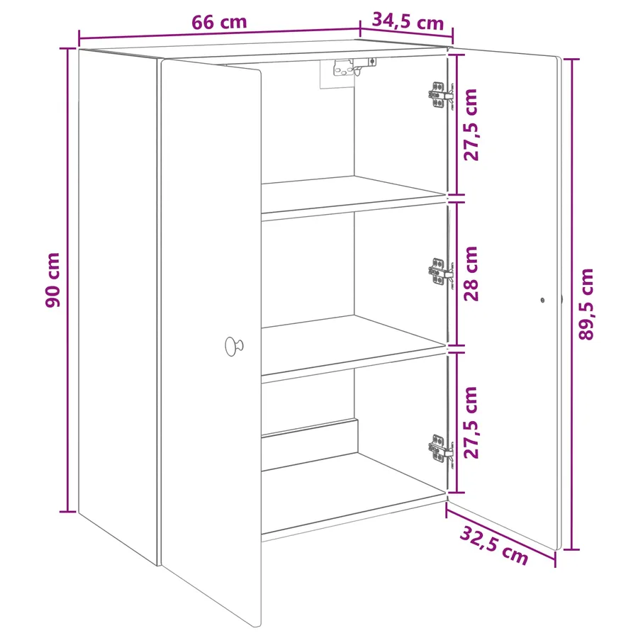 Armoire Murale 66 x 34,5 x 90 cm Bois d'ingénierie - 9