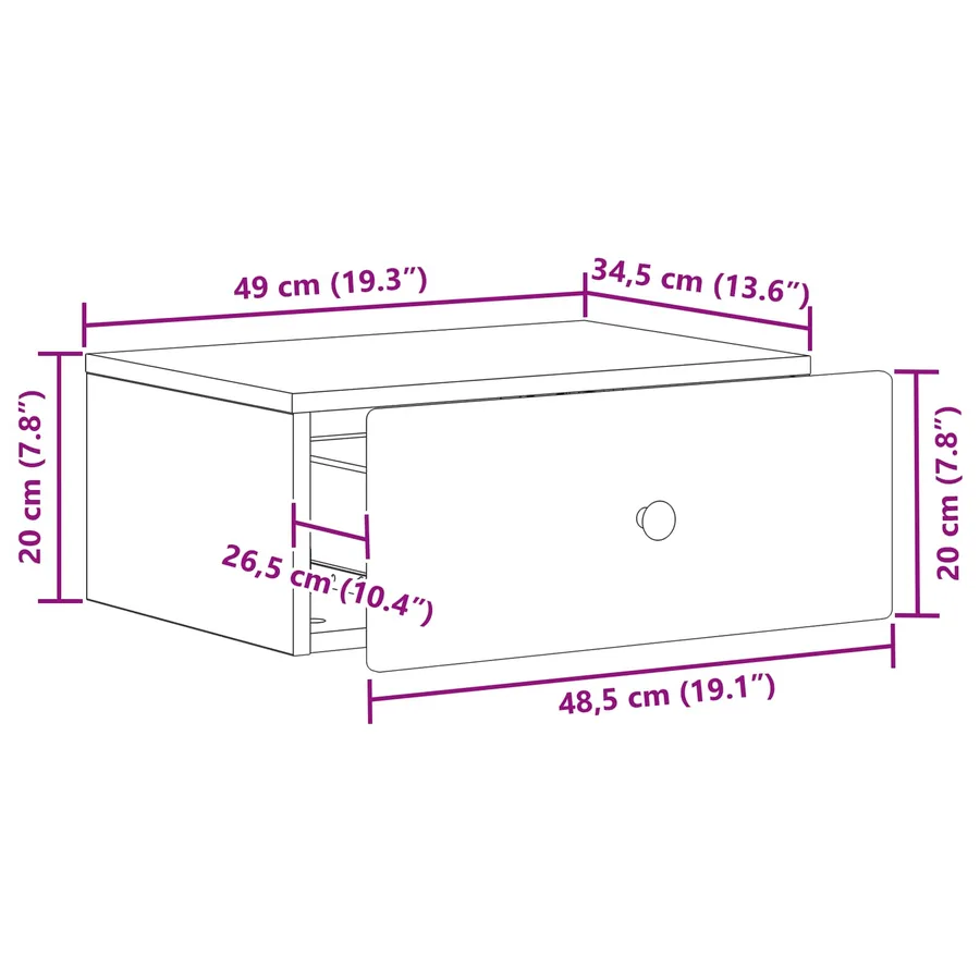 Cabinet de chevet mural Chêne Sonoma 49 x 34,5 x 20 cm - 9