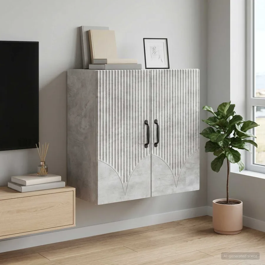Armoire Murale Gris béton 59 x 31 x 60 cm Bois d'ingénierie