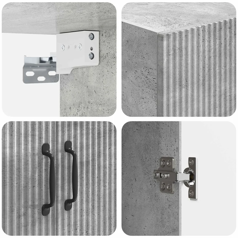 Armoire Murale Gris béton 59 x 31 x 60 cm Bois d'ingénierie - 7
