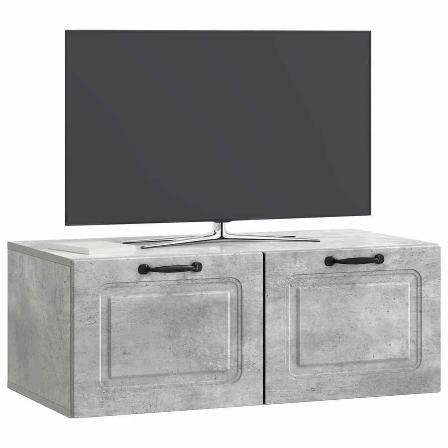Meuble TV mural Gris béton 78,5 x 41 x 30 cm Bois d'ingénierie - 3