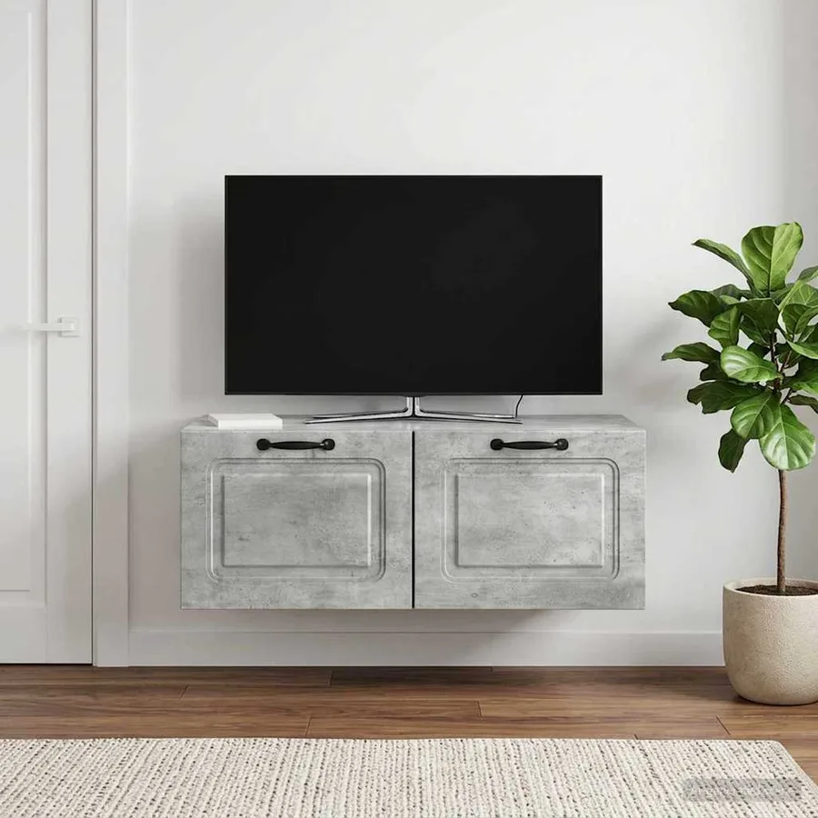 Meuble TV mural Gris béton 78,5 x 41 x 30 cm Bois d'ingénierie - 4