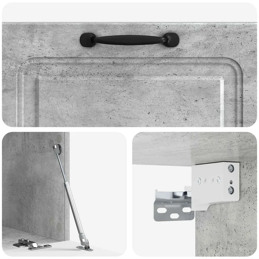 Meuble TV mural Gris béton 78,5 x 41 x 30 cm Bois d'ingénierie - 9