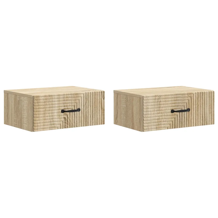 Cabinet de chevet mural 2 pcs Chêne Sonoma 49 x 34,5 x 20 cm - 2