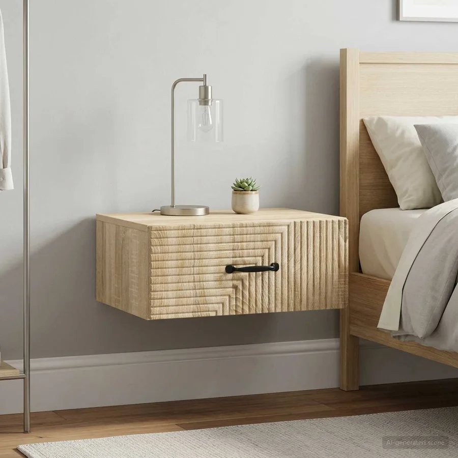 Cabinet de chevet mural 2 pcs Chêne Sonoma 49 x 34,5 x 20 cm - 4