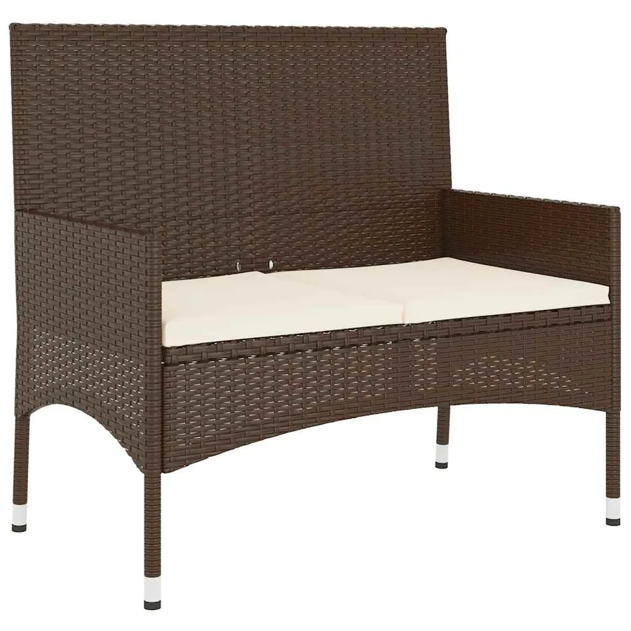 Banc de jardin à 2 places avec coussins Marron Résine tressée - 2