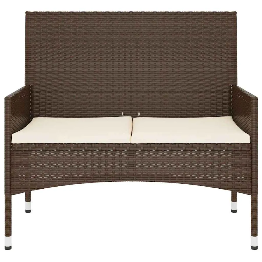 Banc de jardin à 2 places avec coussins Marron Résine tressée - 3