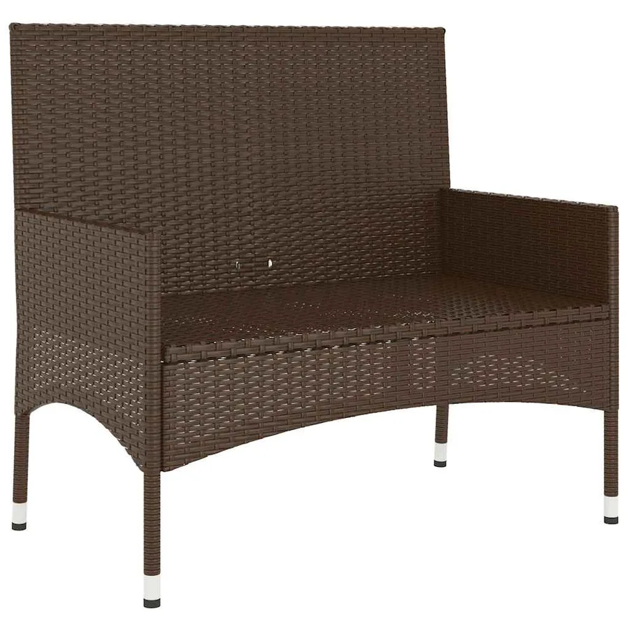 Banc de jardin à 2 places avec coussins Marron Résine tressée - 4