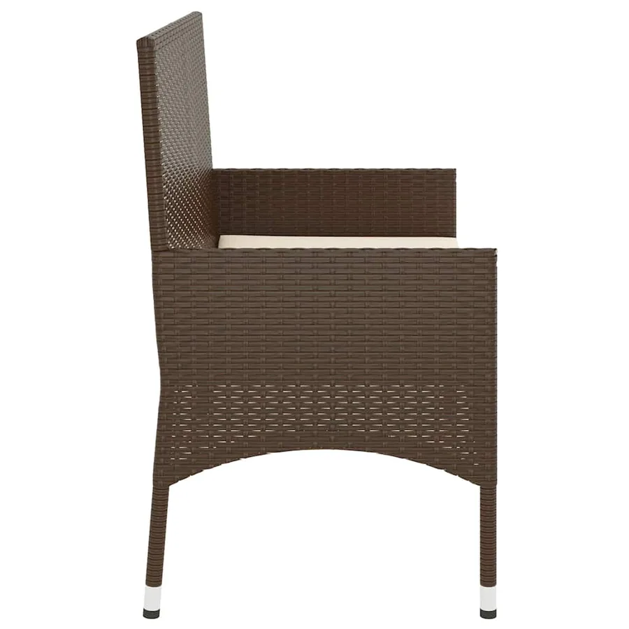 Banc de jardin à 2 places avec coussins Marron Résine tressée - 5