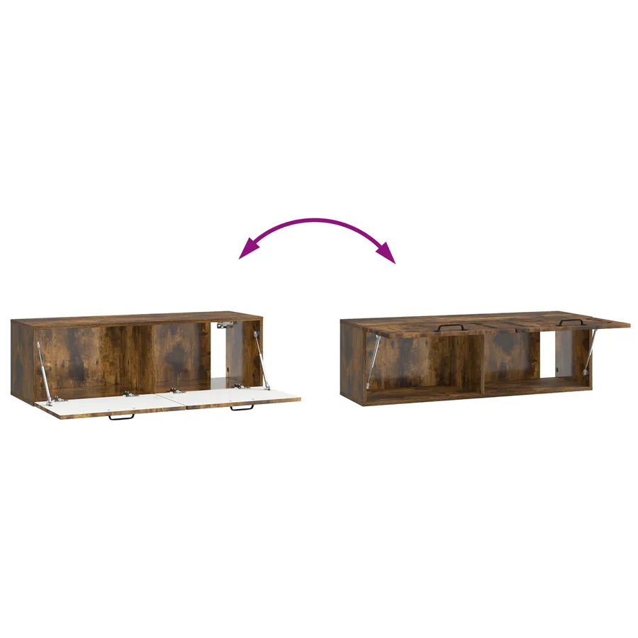 Meuble TV mural Chêne fumé 98 x 31 x 30 cm Bois d'ingénierie - 10