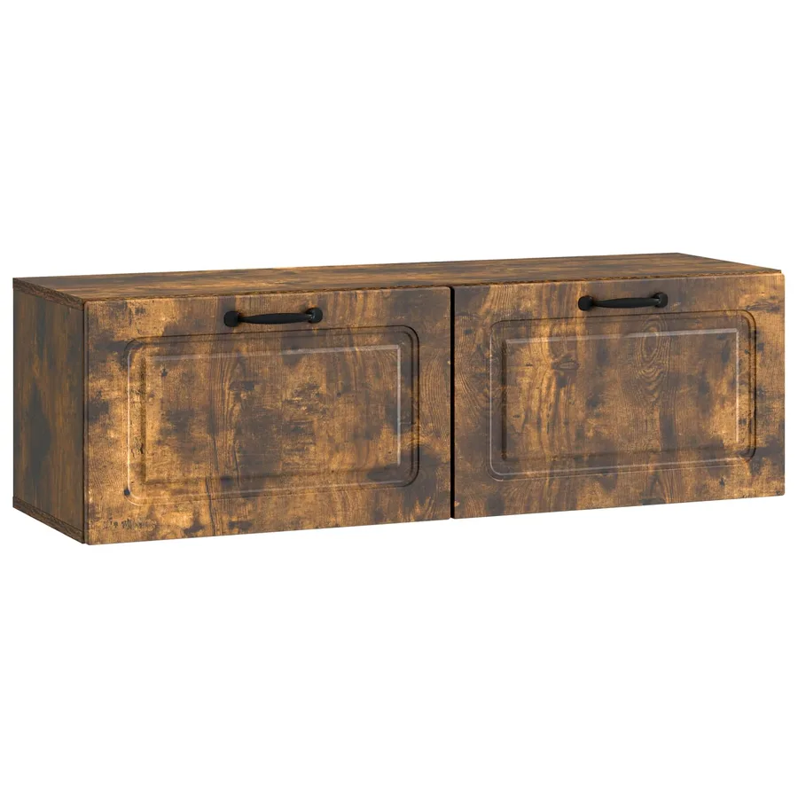 Meuble TV mural Chêne fumé 98 x 31 x 30 cm Bois d'ingénierie - 2