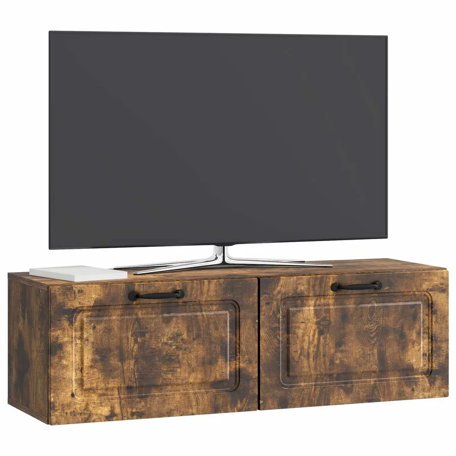 Meuble TV mural Chêne fumé 98 x 31 x 30 cm Bois d'ingénierie - 3