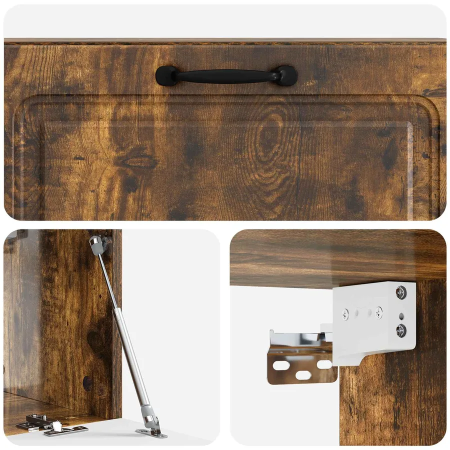 Meuble TV mural Chêne fumé 98 x 31 x 30 cm Bois d'ingénierie - 9