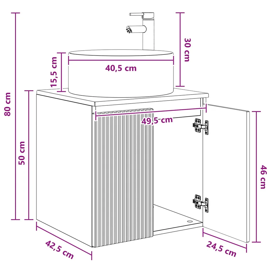 Meuble de lavabo mural Blanc brillant 49,5 x 44,5 x 65,5 cm - 10
