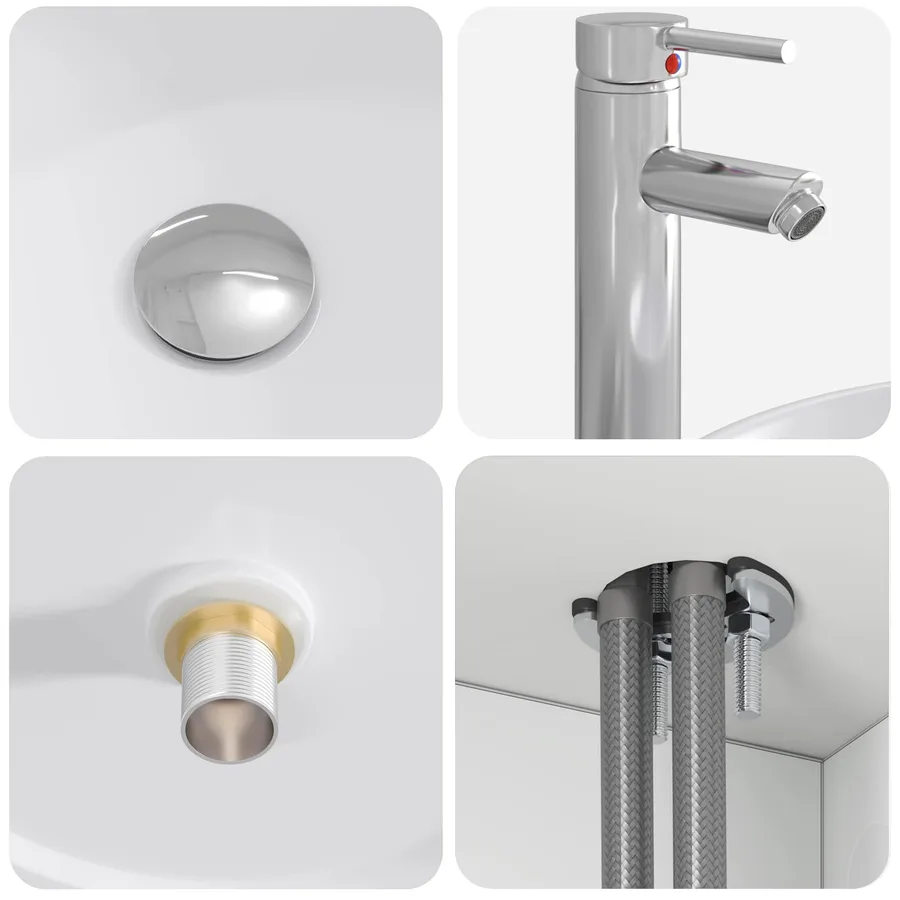 Meuble de lavabo mural Blanc brillant 49,5 x 44,5 x 65,5 cm - 7