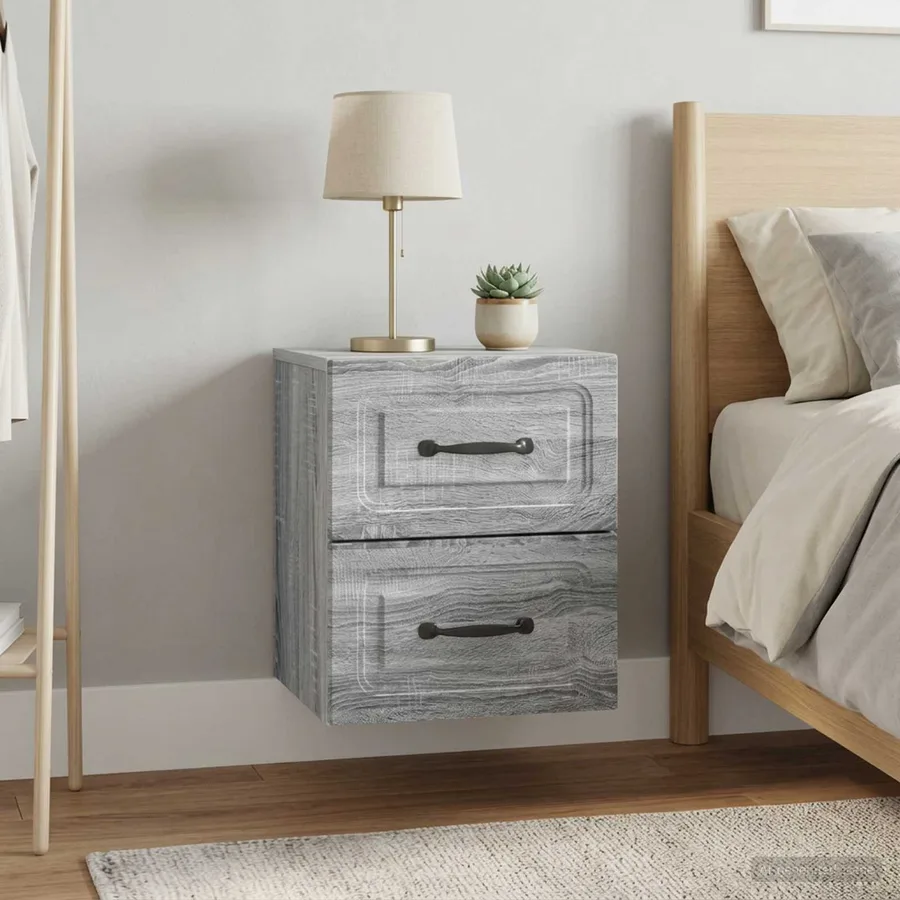 Cabinet de chevet mural 2 pcs Sonoma gris 34,5 x 33 x 40 cm - 4