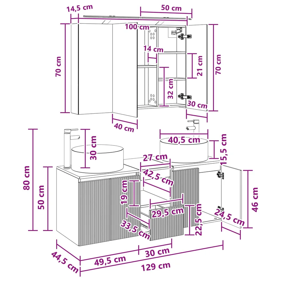 Ensemble d'armoire de salle de bain 4 pc Chêne artisanal - 15