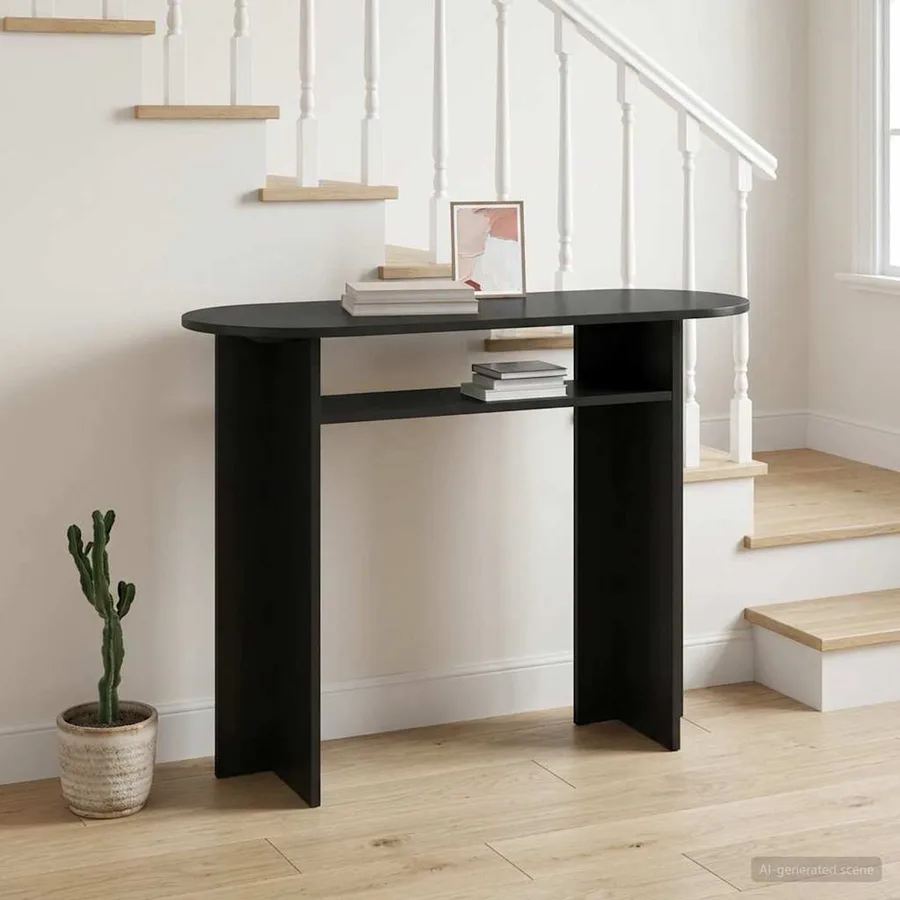 Table console Chêne noir 100 x 39,5 x 75 cm Bois d'ingénierie - 4