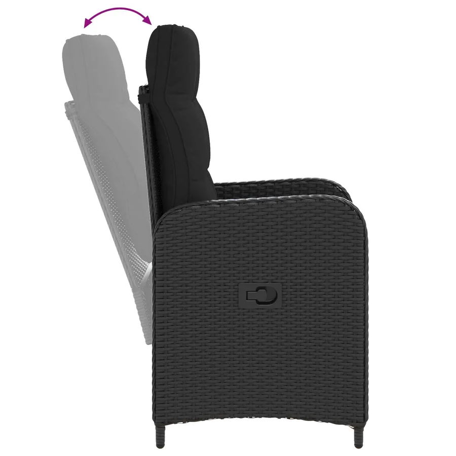 Ensemble de repas extérieur 5 pcs Noir polyrotin - 9
